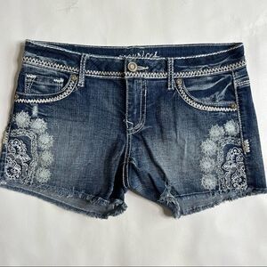 Maurice’s | Embroidered Low Rise Denim Jean Shorts